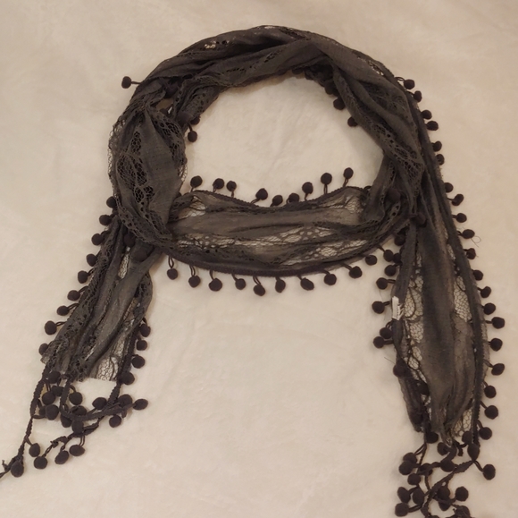 2 for $25 | pompom fringed lace neck tie - Picture 1 of 4